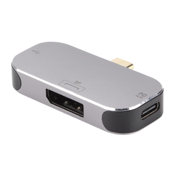 Dockningsstation Multifunktionell 3 i 1 Typ C Hane till DP 2 Typ C Hona USB C Hub för Windows för Android för OS X