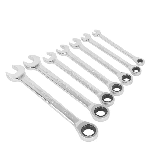7-osainen räikkäavainsarja, metrinen, 72-hampainen, CRV-avaimet, käsi työkalu 8 10 12 13 14 17 19mm