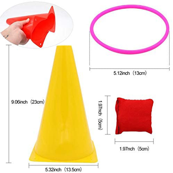 Kids Outdoor Ring Toss Game Set - Roliga Carnival Garden Backyard Outdoor Games med Traffic Cone Bean Bags