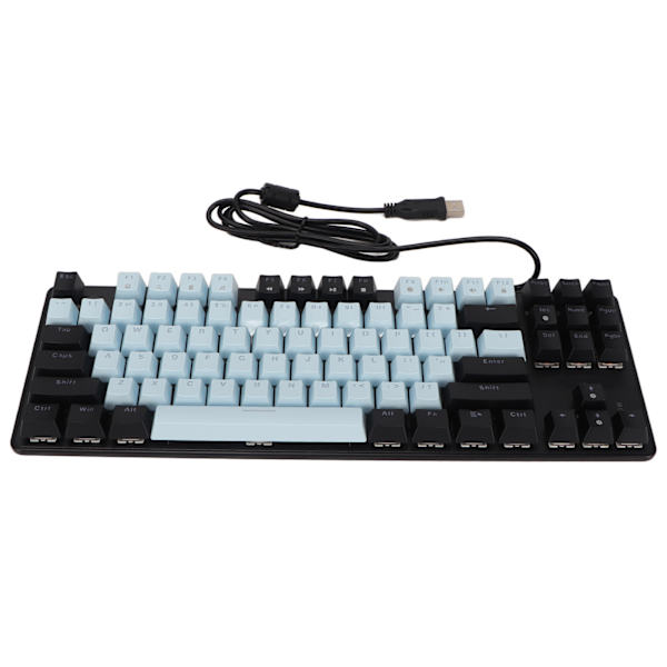 Mekanisk speltangentbord Blå brytare 87 tangenter RGB-bakgrundsbelysning USB-kabelansluten mekaniskt tangentbord för bärbar dator stationär dator Blå Svart