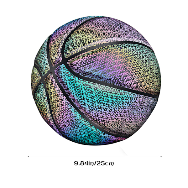 Reflekterende holografisk basketball i størrelse 7 for nattspill, lyser opp i mørket, basketballgaver, leker for voksne og barn
