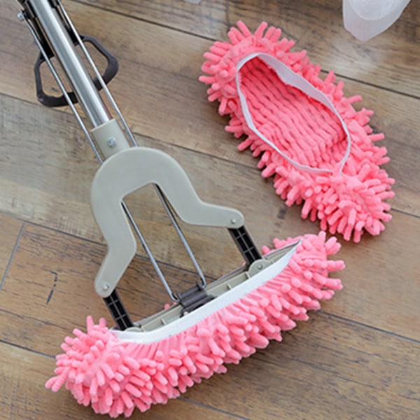 1st Mopp Skor Cover Golv Damm Rengöring Lazy Tofflor Hushållsavtorkning Moppar Huvud (Rosa)