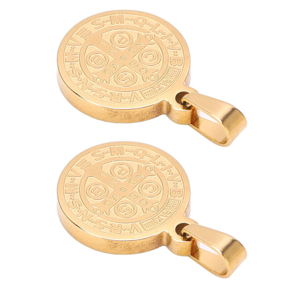 2 stk. St. Benedikt-medaljer i rustfritt stål, allergivennlig, dekorativ St. Benedikt-medaljong for beskyttelse