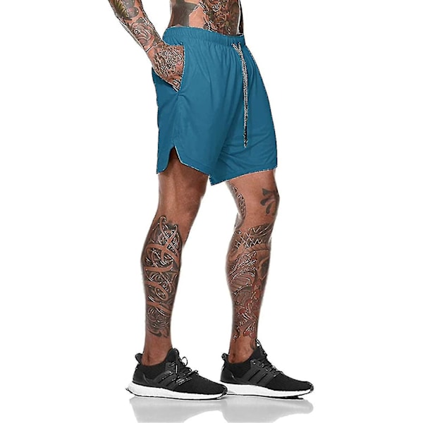 Letvægts Hurtigtørrende Herre 2-i-1 Løbeshorts 3XL Blå