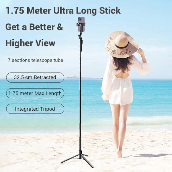 71\" Høj Selfie Stick Tripod Quadripod med Fjernbetjening & med 360 Kuglehoved, Aluminium Legering Udtrækkelig Mobiltelefon Tripod Stand -GSLA ZD Y