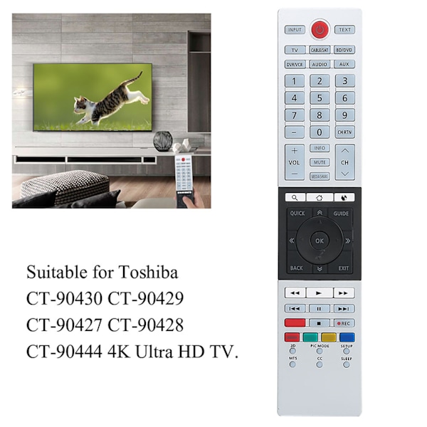 Toshiban CT‑90430 CT‑90429 Ultra HD Smart TV:n korvaava kaukosäädin