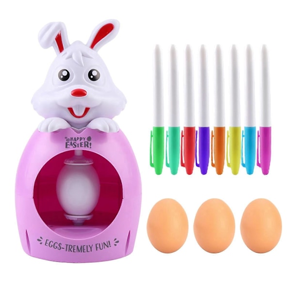 Påskeegg Spinner, Eggfargingssett med 8 Påskeegg Tusjer 3 Påskeegg rosa