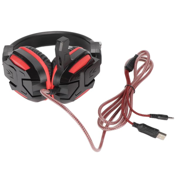 H7 Gaming Headset Bløde Hukommelses-Ørekopper 7.1 Surround Sound Multifunktionel Støjreducerende Over-Ear Hovedtelefoner Sort+Rød