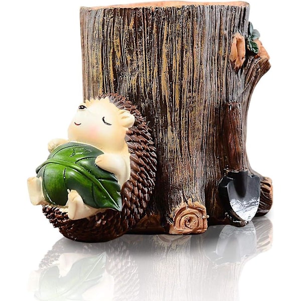 Söt Hedgehog Skrivbord Organizer Resin Pennhållare Blyertskruka Kontorspapper Förvaring Hylla Dekor