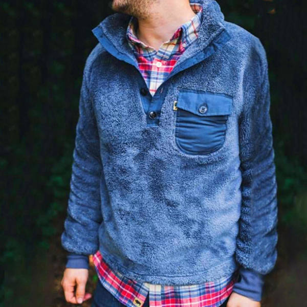 Teddy Bear Fleece Genser for Menn - Blå, Størrelse 2XL