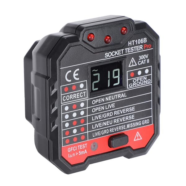 HT106B Digital Display Stikkontaktdetektor Veggplugg Kretsbrytertester US-plugg 110-220V
