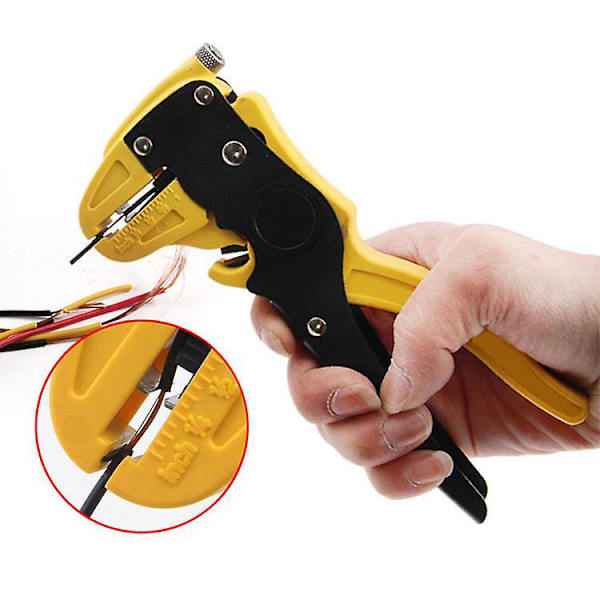 Gul Automatisk Trådstripper og Cutter Professionel 2 i 1 Justerbar Elektrisk Kabelværktøj med 7 Tommer Ørnenæb Tang