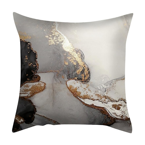 Set med 4 Kuddfodral Grå Marmor 45 x 45 cm Svart Gyllene Abstrakt Konst Sammet Mjukt Dekorativt Kuddfodral Prydnadskudde Överdrag för Soffa Sovrum Vardagsrum