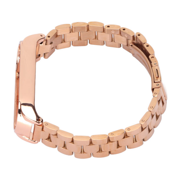 Smartwatch handledsrem för handled i rostfritt stål, anti-förlust med dubbellås fällbart spänne för Mi Band 6Rose Gold