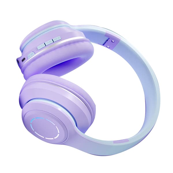 Trådlöst Spelheadset Gradient BT5.2 Anslutning Mjuka Öronkuddar Färgglada Ljus Spelheadset för Dator Bärbar Dator Lila