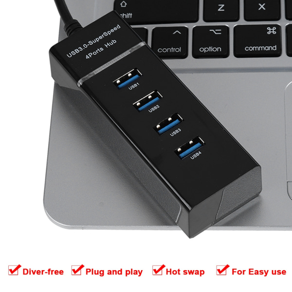 4 Port USB3.0 HUB Opladningsdockingstation 5Gbps opladningshub-adapter til telefon/tablet/pc/Windows