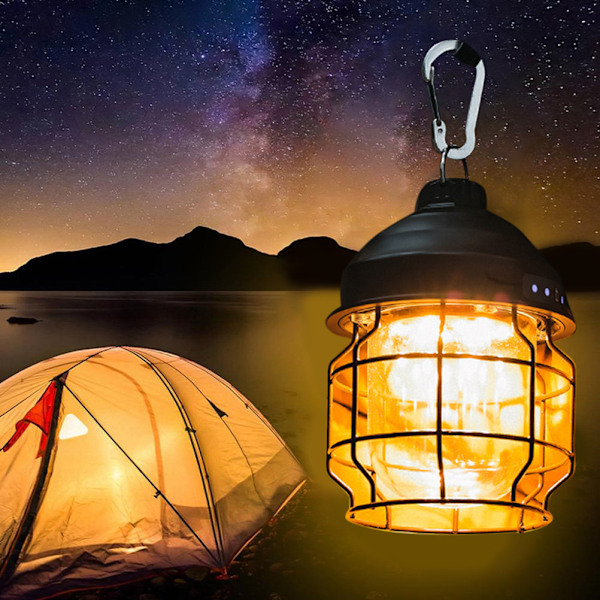 Genopladelig LED-campinglampe med USB, 3 lystilstande, teltlys til indendørs og udendørs vandreture, fiskeri, vandtæt campinglanterne