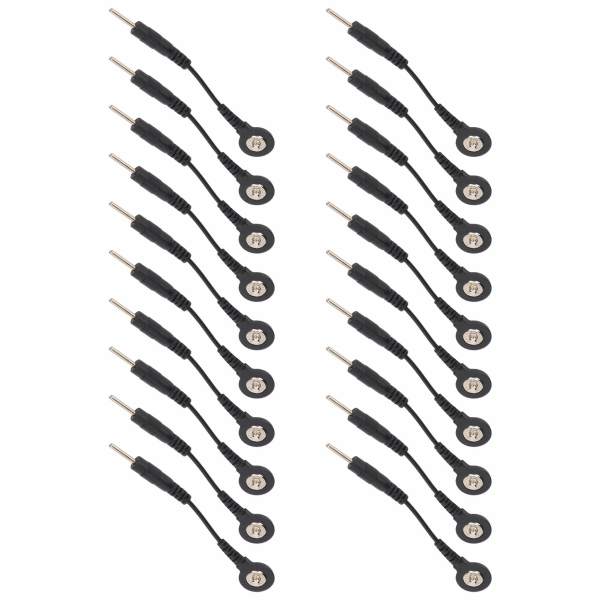 20 stk Black Snap Electrode Wire Elektrode Bly ledninger til TENS Machine Digital Treatment Machine 2 Tommer