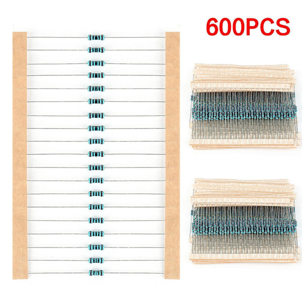 600 x 1/4W Metal Film Modstande Sortiment 30 Værdier