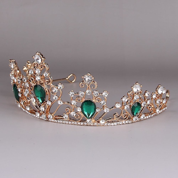 Grön Ädelsten Barock Drottningkrona - Rhinestone Legering Tiara för Bröllop Fest