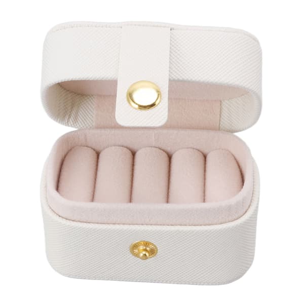 Mini ringförvaringslåda PU-läder liten smyckeskrin arrangör liten reseörhängesfodral vit