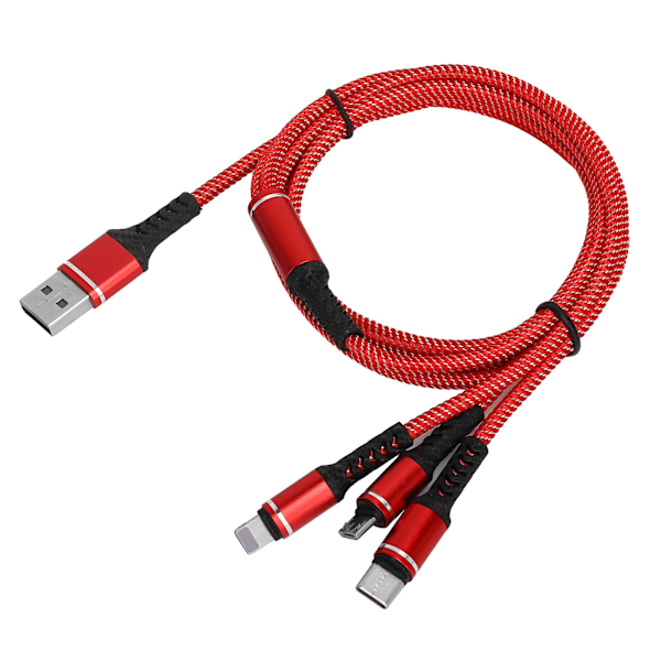 3 in 1 Multi latauskaapeli 3A datakaapeli Type‑C/for IOS/Micro USB liittimellä 1.2MRed