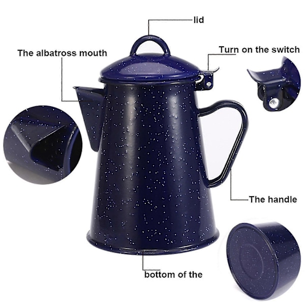 1,2 l Emalje Kaffekande Hånd Te Vandkedel Tekande Vintage Boligindretning Stjerneklart Himmelblå Tekande Cafe Zekai
