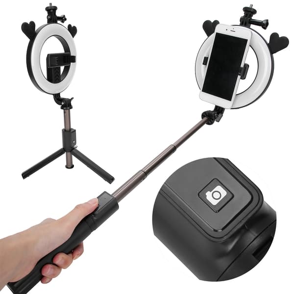 P40D‑5 Mobiltelefon Bluetooth Selfie Stick 6 tommer LED-fyldlys Stativ Live Broadcast Stand