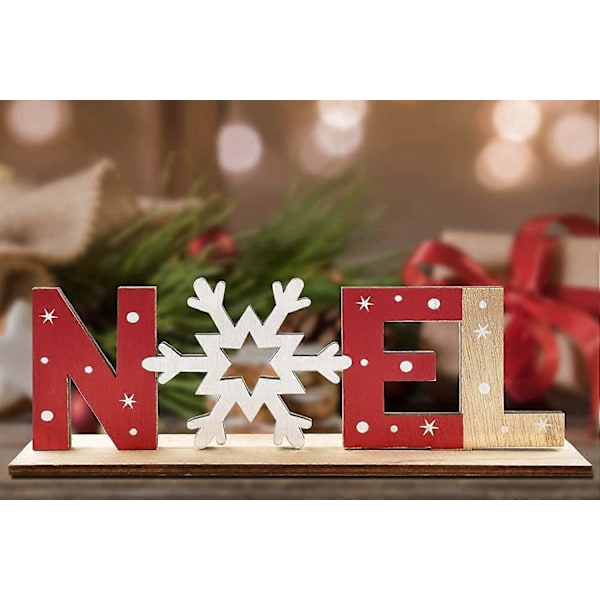 Jul Trä Bordsdekoration Bokstav Xmas Snögubbe Snö Noel