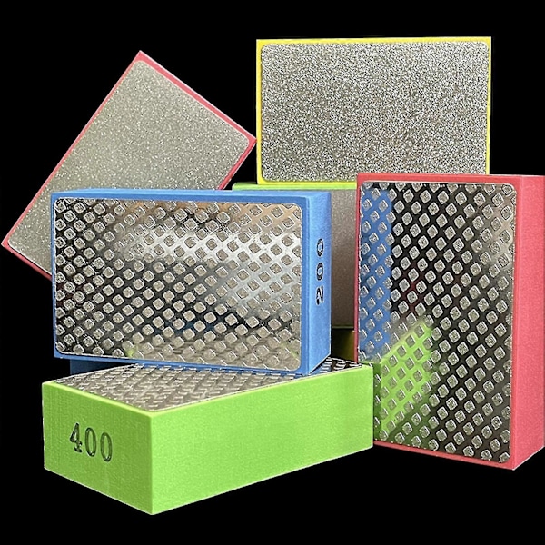Diamant Handpoleringspad 4 st 9x5,5cm Korn 60# 100# 200# 400# Slippblock200