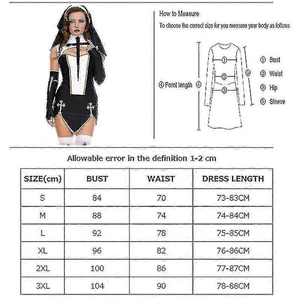 Senior Sexet Nonnekostume til Karneval Halloween Festkjole hvid XXXL