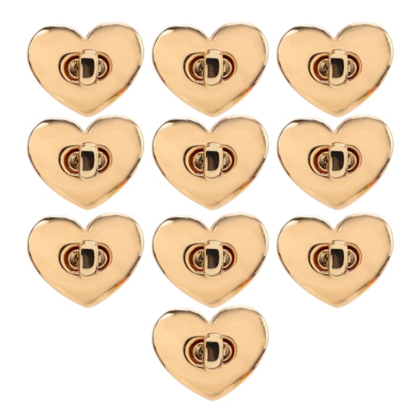 10 Pcs Heart Shaped Turn Locks Fastener Alloy Material Bag Buckle Hardware for Craft Bag Handbag Making