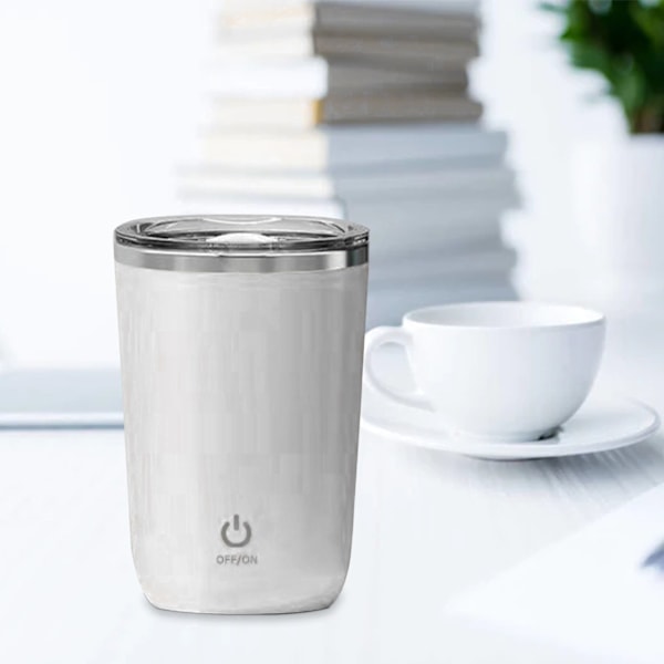 350 ml automatisk magnetisk omrörningsmugg tvättbar omrörningskaffemugg med rostfritt stål innerfoder för mjölk