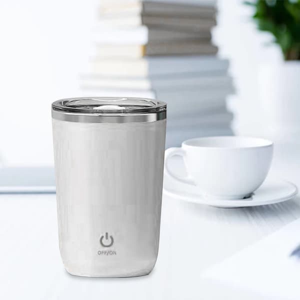 350 ml automatisk magnetisk rørekop, vaskbart rørende kaffekrus med indvendig foring i rustfrit stål til mælk