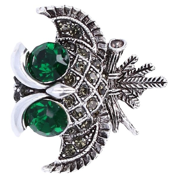 Ugle Brosje Retro Rhinestone Abbor Storøyd Ugle Pin for Fester Bryllup Ferier Antik Sølv