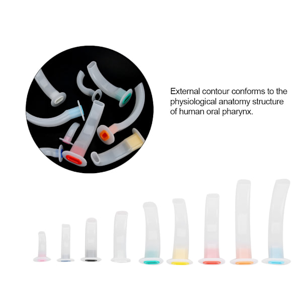 9 stk Engangs førstehjelp Oral Air Way Guedel Airway Tube Gassguiderør for pasienter