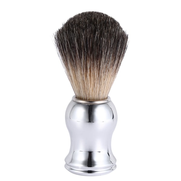 Miesten muodikas parranajoharja kasvojen puhdistustyökalu Faux Badger -hiukset ja hopea muovikahva