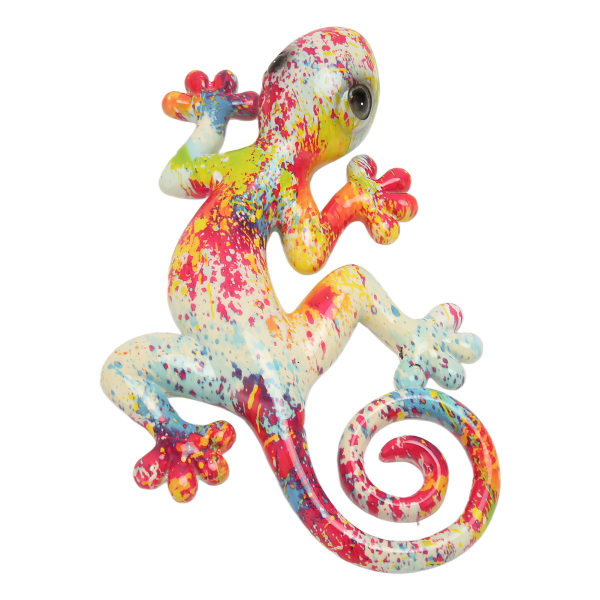 Gecko Vegg Art Decor Lykke til Visdom Håndmalt Fargefast 3D Lizard Kunst Vegg Skulptur for Kjøleskap Gjerder Verandaer LM9001A 3