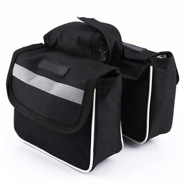 Cykel Cykel Cykelstel Pannier Sadel Front Tube Bag Dobbeltsidetaske Sort