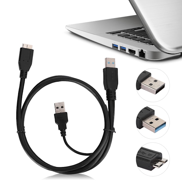 USB3.0 - Micro USB -mobiilikovalevyn datakaapeli lisävirtaliitännällä, kaksinkertainen virtalähde C0109 1m