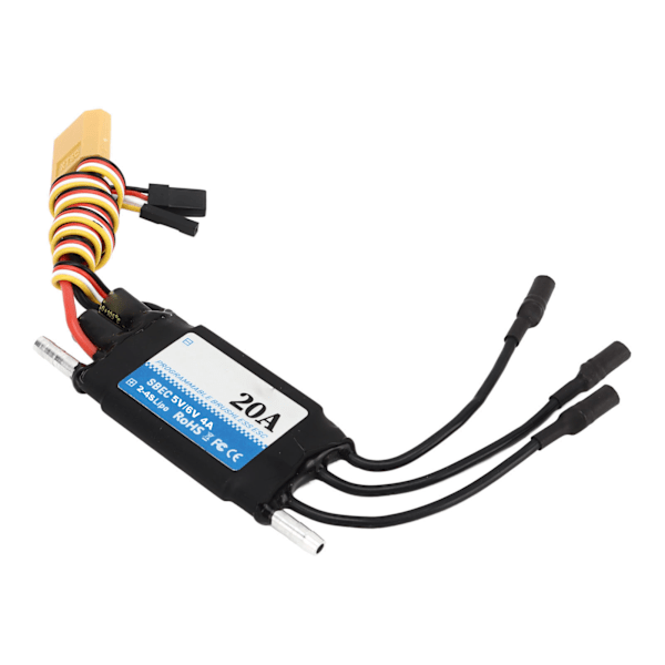 Vanntett 20A ESC Dual Way Bidirectional 2‑4S Lipo ESC Speed Controller med 5V 6V 4A SBEC for RC Båtmodeller