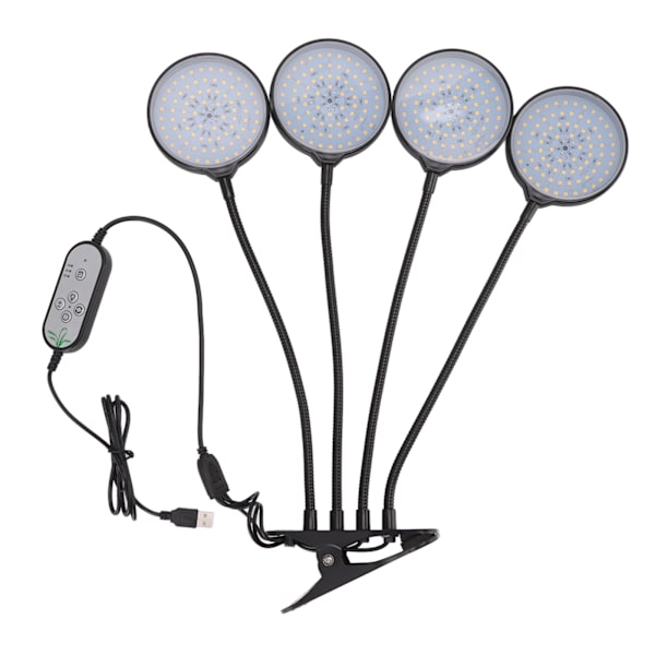 60W 4-pääinen LED-kasvikasvatusvalo USB-virtalähde, pidike kasvatuslamppu 5 himmennettävällä valaistustilalla sisäkasveille