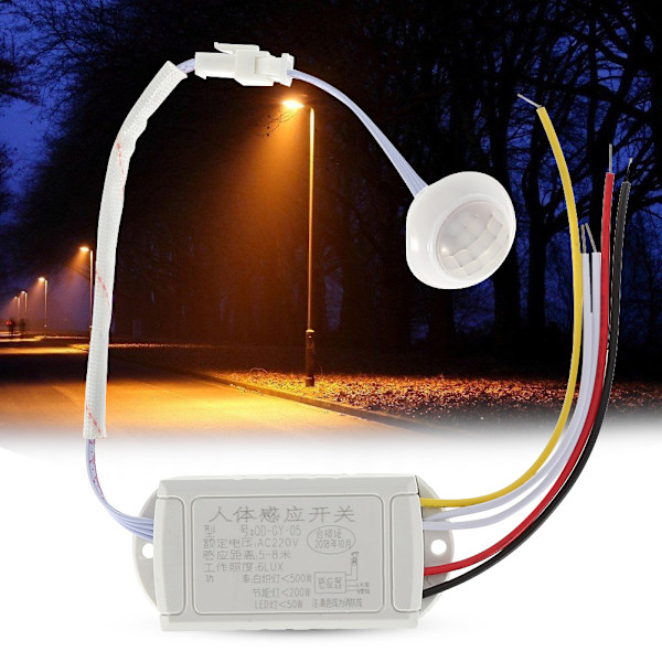 220V Mini Justerbar Infrarød Sensor Menneskekrop Induktion Afbryder til Lyslampe