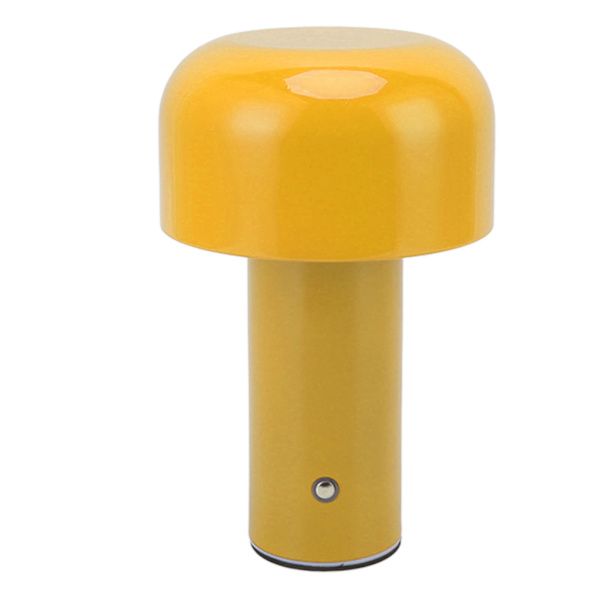 LED-skrivbordslampa, svampdesign, USB-laddning, 3 färgtemperaturer, touch-bordlampa för restaurang, studie, guldgul