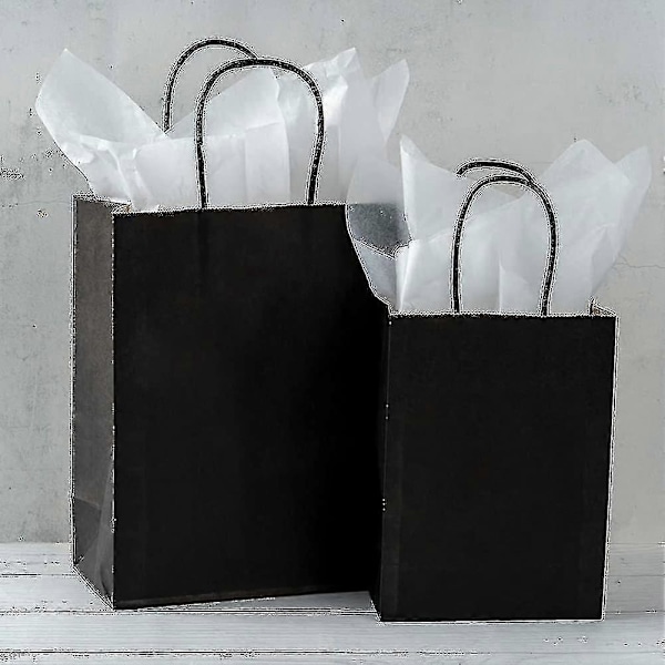 15x8x21 cm Papirposer Små Kraft Svarte Gaveposer Bulk Med Håndtak For Bursdag_SZXM
