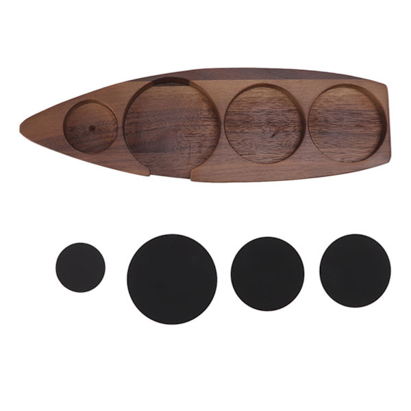Kaffetamperhållare i trä, kaffemattstativ, kaffebryggare, förvaringsbas i valnöt, stor, för 58 mm/2,3 tum