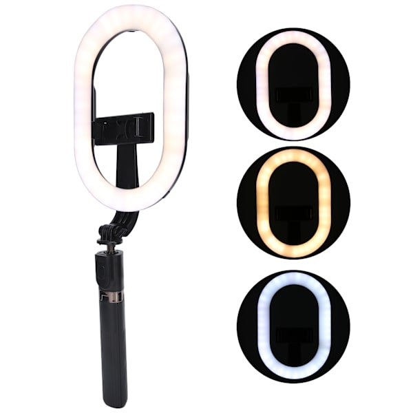 Foldbart Selfie Light Genopladeligt dæmpbart lys med stativ Stand Telefonholder til Makeup Live Stream