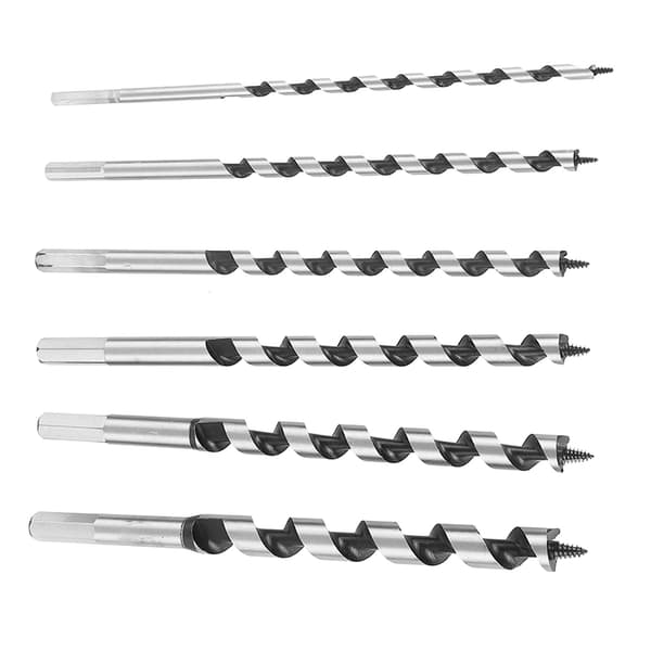 6 STK Borbitssett 230 mm Lang sekskantet skaft Solid sneglebitssett for trearbeid