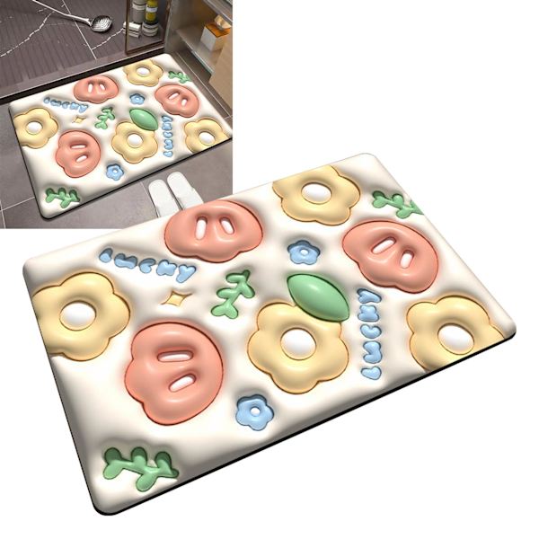 Piimahappoinen kylpymatto, liukumaton 3D-kuvio, nopeasti kuivuva kylpyhuoneen lattiamatto 004
