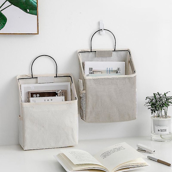Canvas Vegg Henger Organizer med Side Mesh Lomme - Grå
